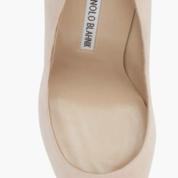 Manolo Blahnik BB 105 Pointy Toe Pump Suede Daim Nude Pumps - Picture 8 of 12